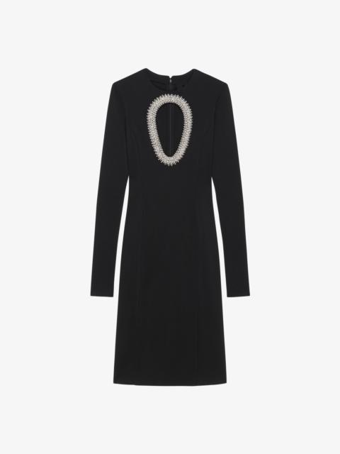 EVENING DRESS IN KNIT WITH PEARLS AND CRYSTALS