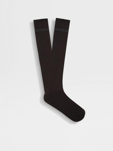 BLACK COTTON CASHMERE AND SILK SOCKS