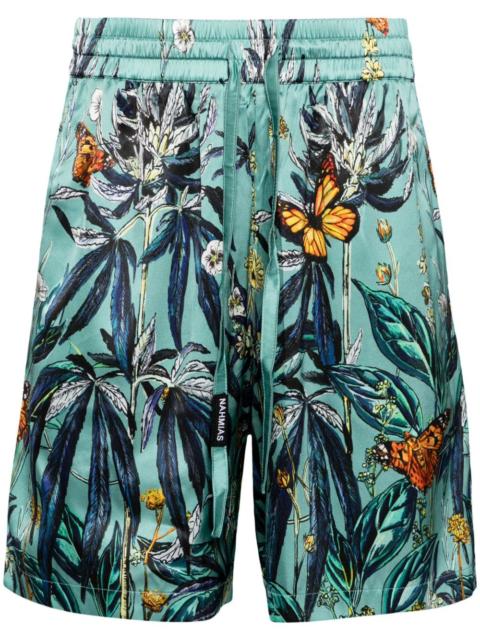 Botanical silk-blend shorts