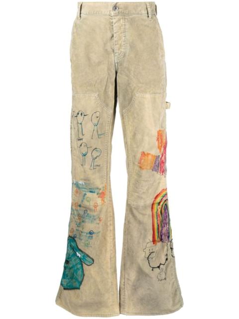 Cartoon flared carpenter pants