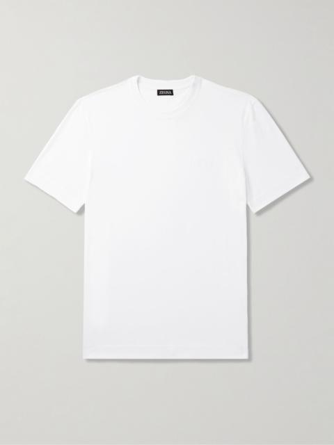 Slim-Fit Logo-Embroidered Cotton-Jersey T-Shirt White