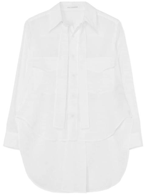 long-sleeve tied cotton shirt