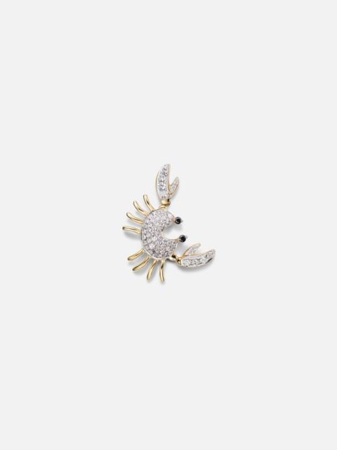 Crustacé 9kt gold single earring with diamonds
