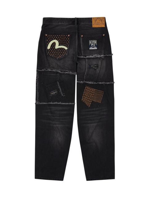 Washed Deconstructed Sashiko Relax Straight Fit Jeans #2030