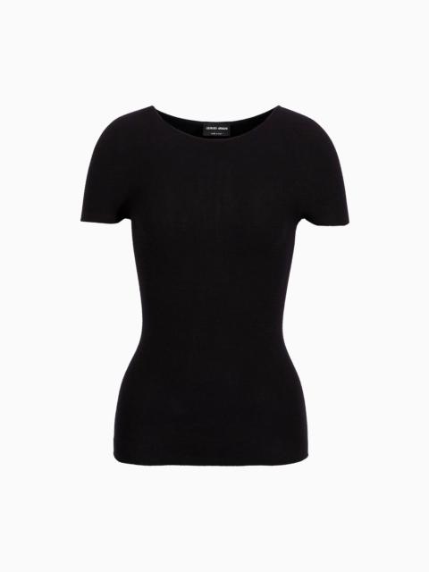 Links-stitch viscose short-sleeved jumper