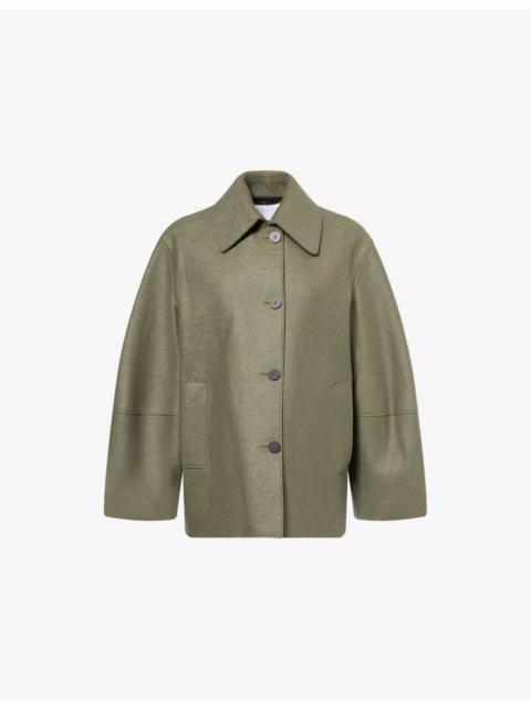 Puff Sleeves Pressed Wool Jacket