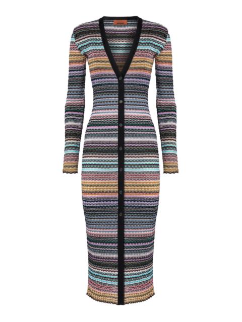 Long Lamé Knit Cardigan multi