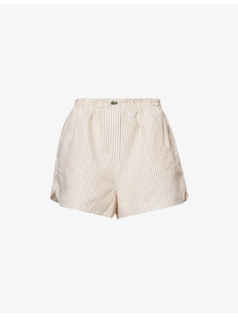 Logo-Embroidered Striped Cotton Poplin Shorts