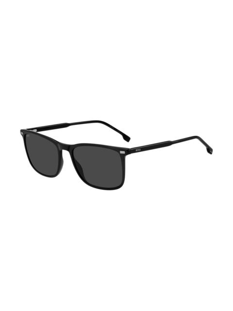 BLACK-ACETATE SUNGLASSES WITH TEMPLE LOGO