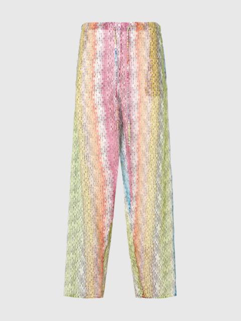 Printed cotton and silk blend trousers with drawstring