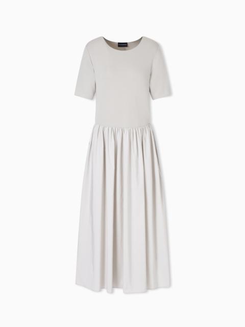 LONG INTERLOCK DRESS WITH SHORT SLEEVES