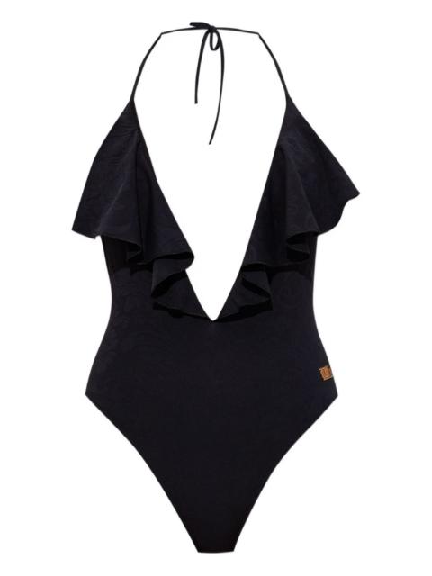 ruffled halterneck swimsuit