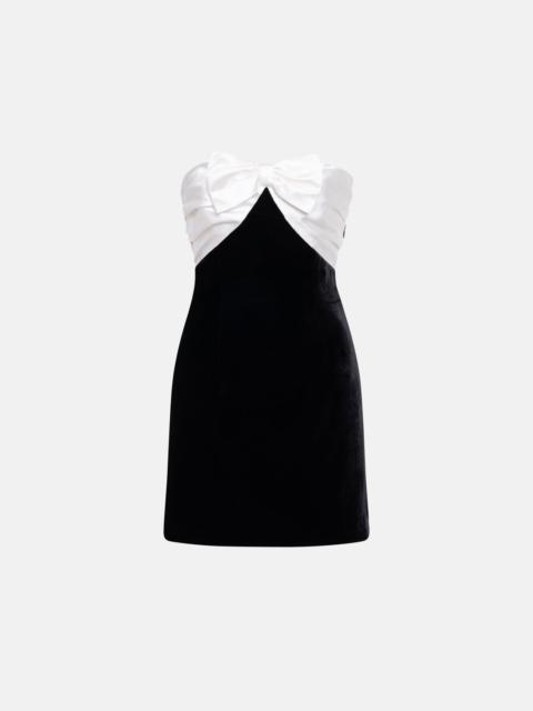 VELVET BUSTIER MINI DRESS WITH DUCHESSE BOW