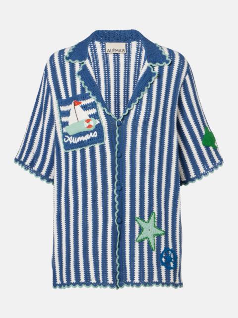 Crochet striped cotton shirt