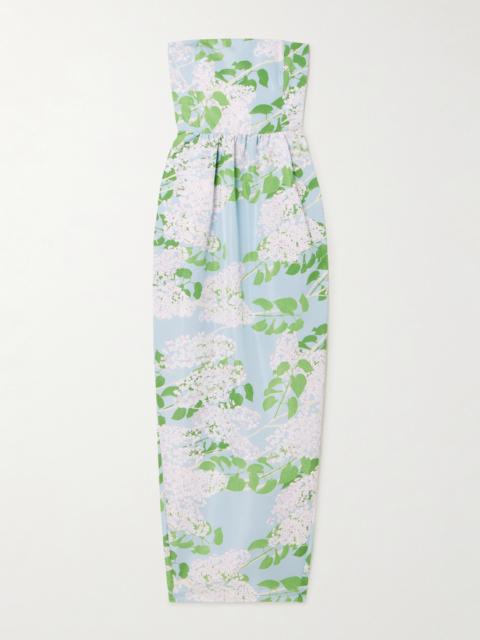 Lena Strapless Floral-print Taffeta Gown