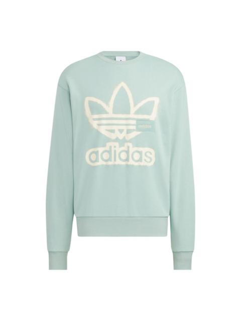 adidas originals Adicolor Crew Chest Printing Round Neck Pullover Long Sleeves Blue HS1996
