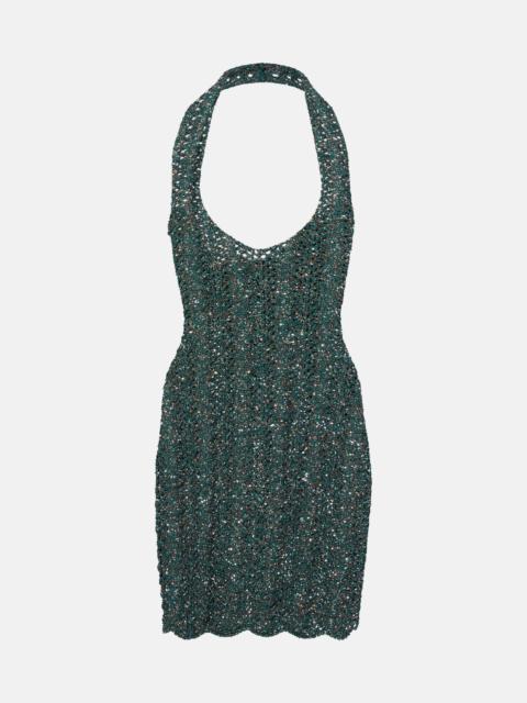 Sequined mesh minidress