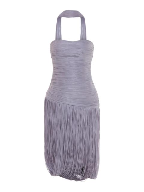 Strapless Fringed Dress purple