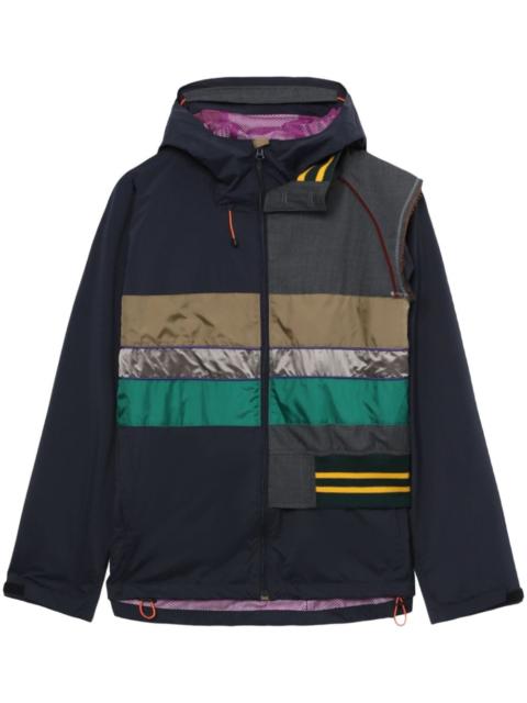 contrasting-panel hooded jacket