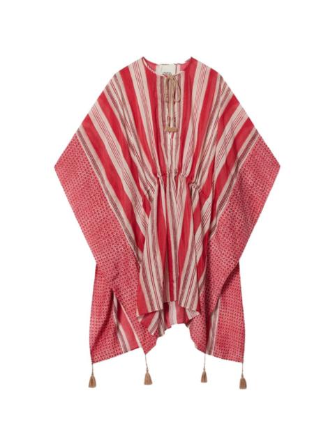 LORELIZ striped tassel beach cover-up