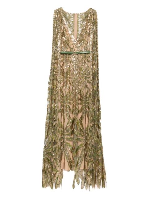 Embroidered Tulle Long Dress