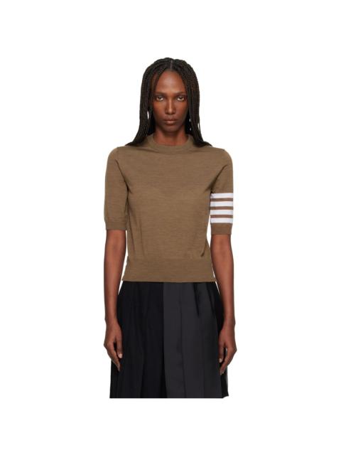 Brown Fine Merino Wool 4-Bar Sweater