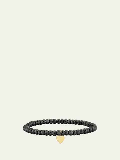 14K Tiny Pure Heart Charm on Stretch Bracelet