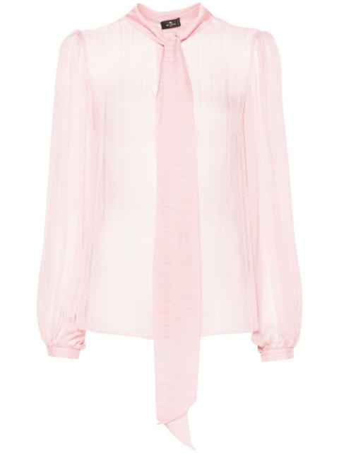 pussy-bow collar silk shirt