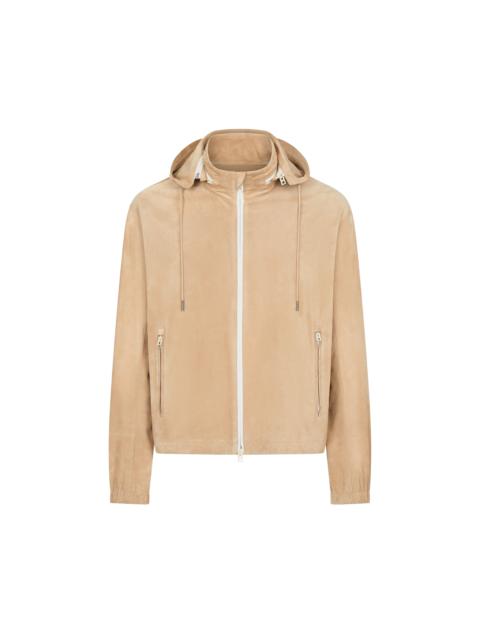 CASHMERE SUEDE ZIP THROUGH HOODIE