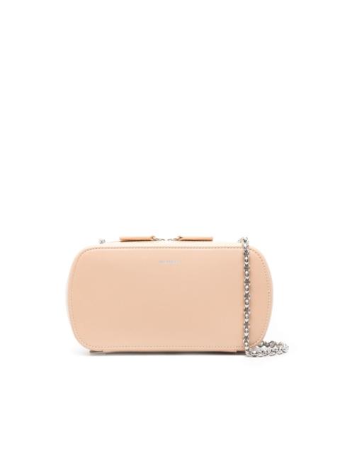 logo-print leather shoulder bag