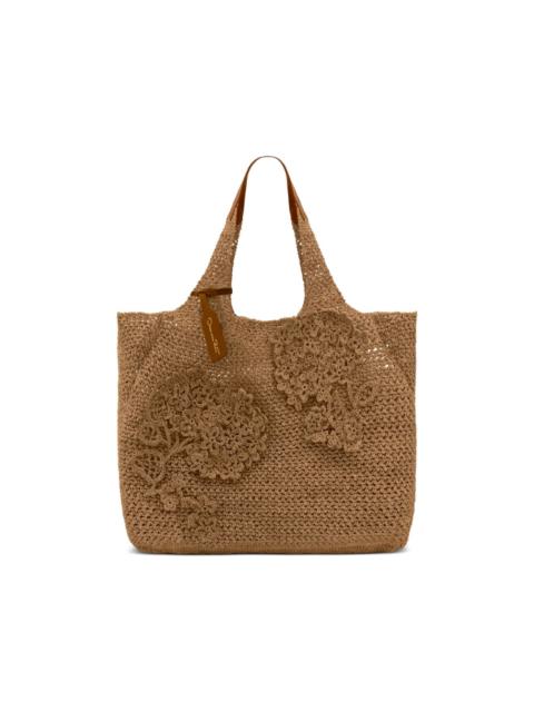 Topaz floral-appliqué shoulder bag