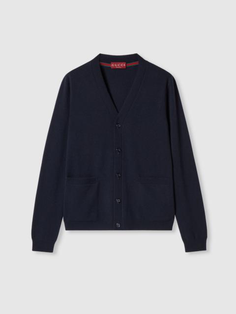 Fine cashmere cardigan with intarsia