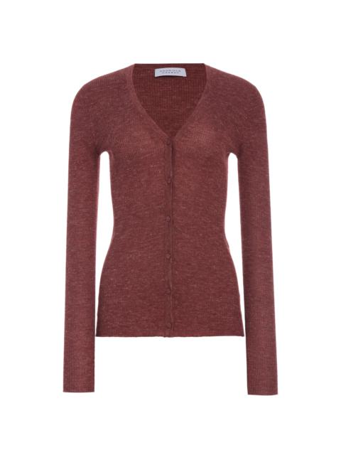 Aiste Knit Cardigan in Burnt Sienna Cashmere Silk with Hemp