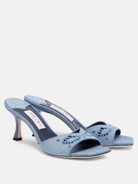 Skye 70 embroidered denim mules