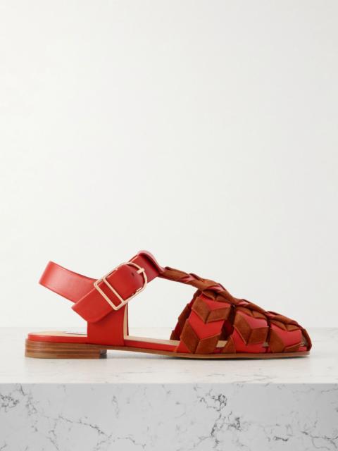 Willow suede-trimmed leather sandals Orange