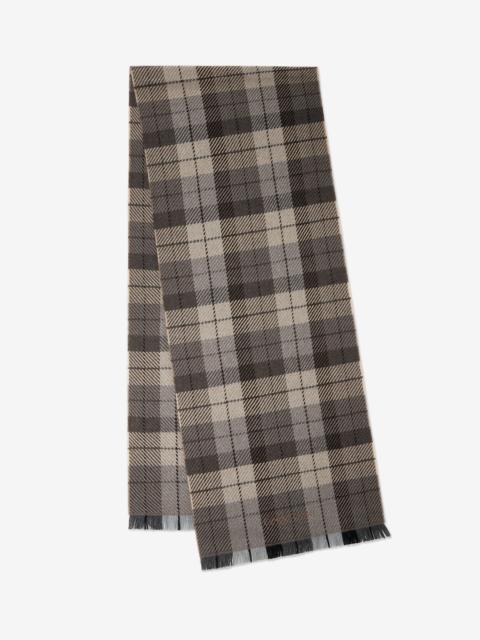 Taupe pure wool scarf with maxi checks