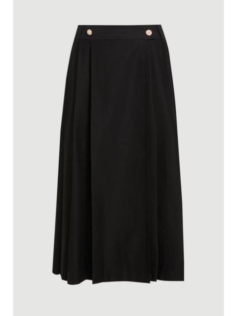 Cotton Utility Button Detail Midi Skirt
