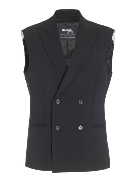 Oversized Stretch-Wool Double-Breasted Blazer black