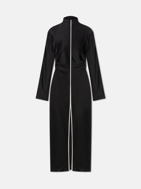 Draped Crinkled-Satin Midi Dress