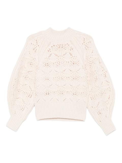 leaf-pattern high-neck sweater