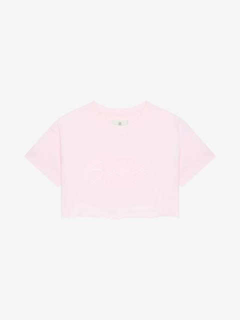 CROPPED T-SHIRT IN COTTON WITH GIVENCHY MEDALLION