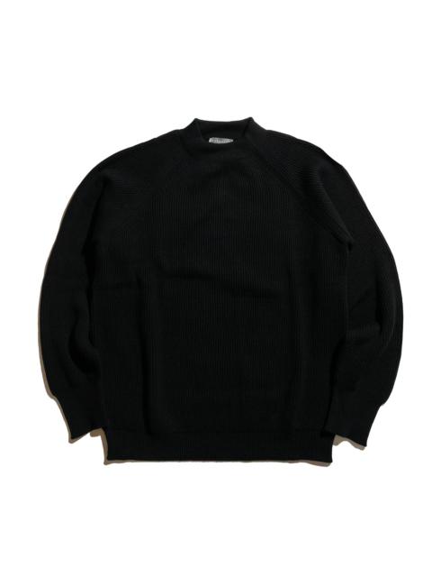 Simple Rib Crew Neck Cotton Wool Black