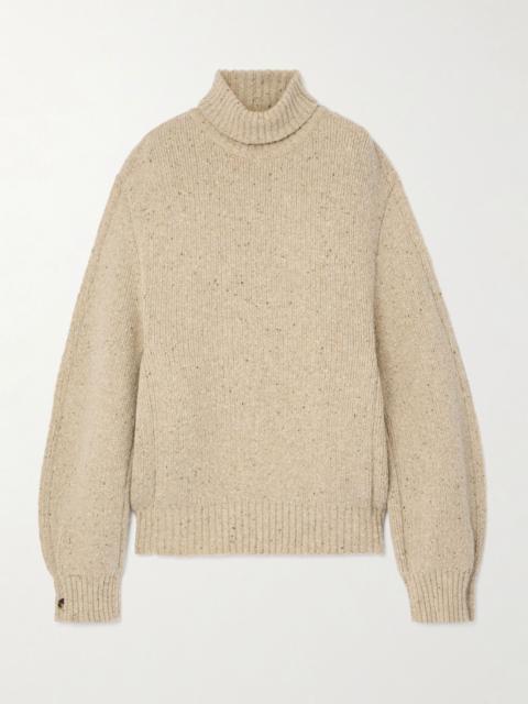Button-detailed wool turtleneck sweater Neutral