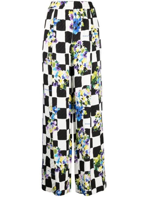 high-waisted checked trousers