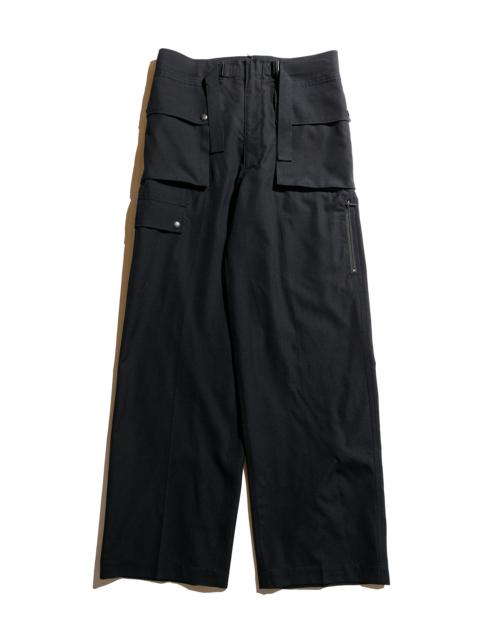 Wool Herringbone Cargo Pants Black