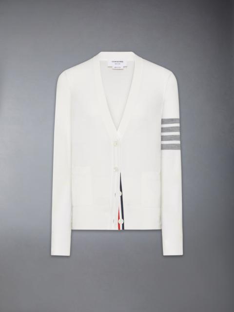 MERINO WOOL 4-BAR RELAXED FIT V-NECK CARDIGAN