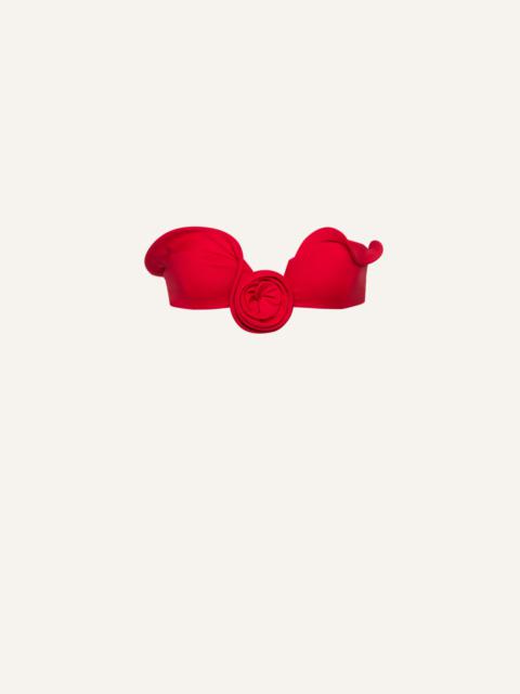 Sculptural bandeau swim top in red