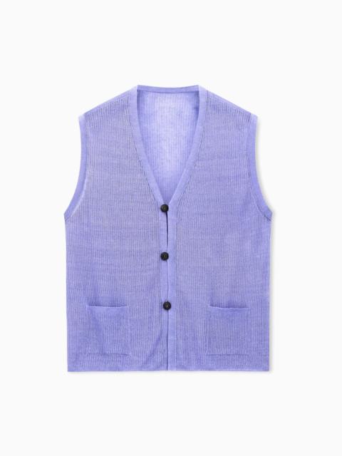 SINGLE-BREASTED LINEN WAISTCOAT