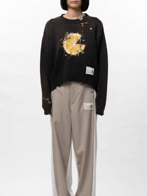 Orange Jacquard Knit Sweater