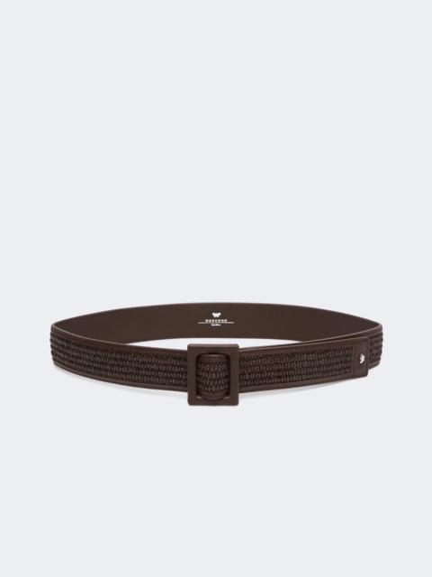 Raffia effect belt - DARK BROWN